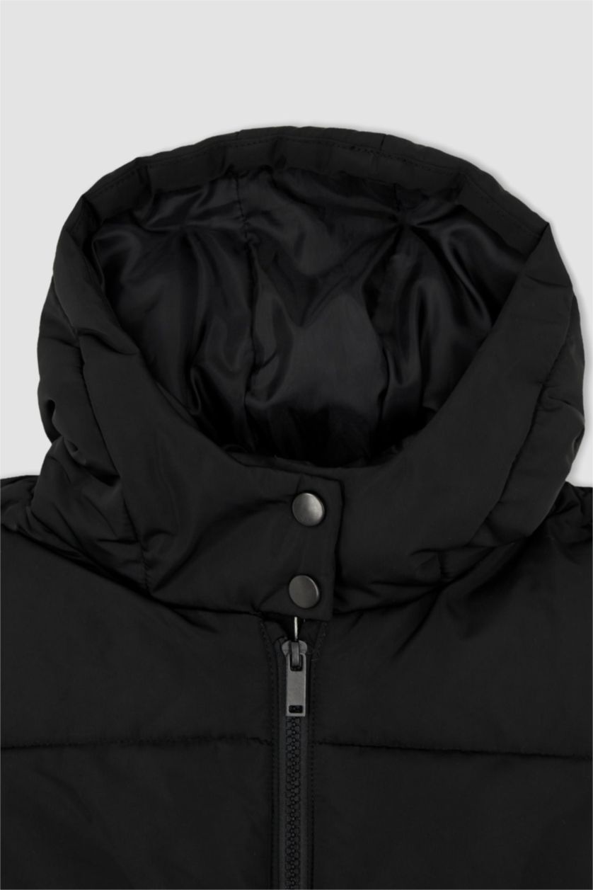 FILLES Noir Gilet Coupe Régulière À capuche Fille