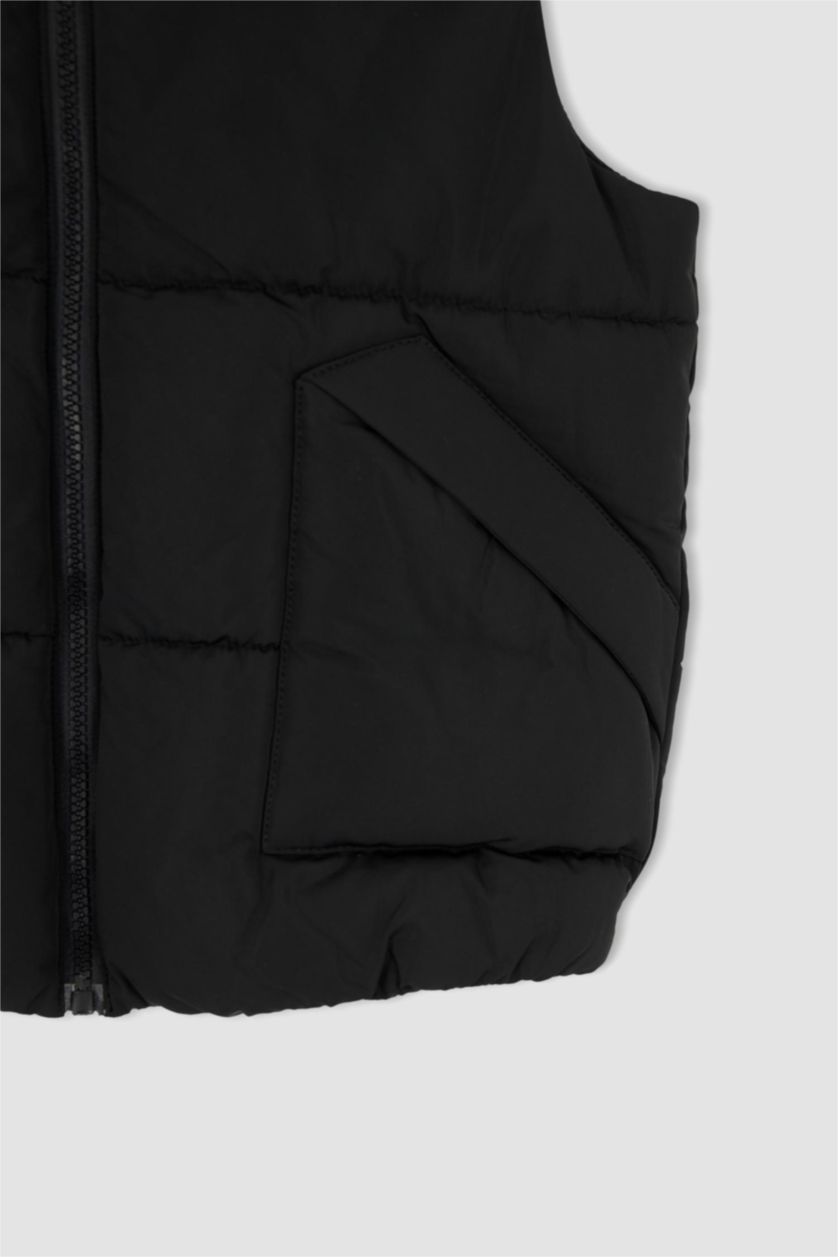 FILLES Noir Gilet Coupe Régulière À capuche Fille