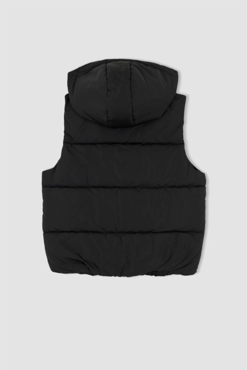 FILLES Noir Gilet Coupe Régulière À capuche Fille