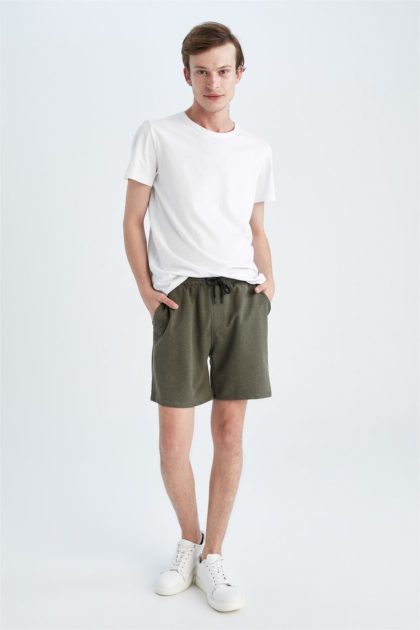HOMME Kaki Clair Tissu Sweat Fin Short En Tricot