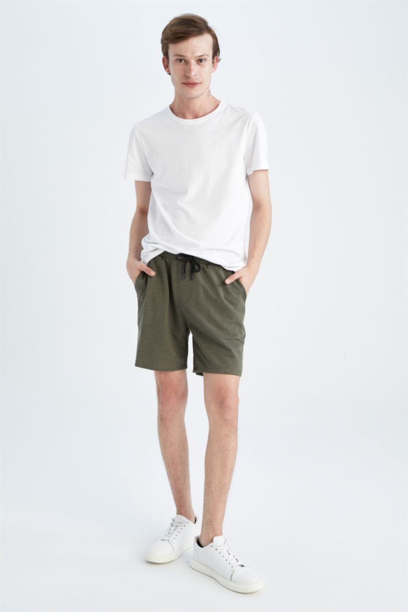 HOMME Kaki Clair Tissu Sweat Fin Short En Tricot