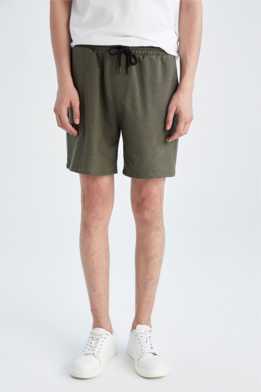 HOMME Kaki Clair Tissu Sweat Fin Short En Tricot