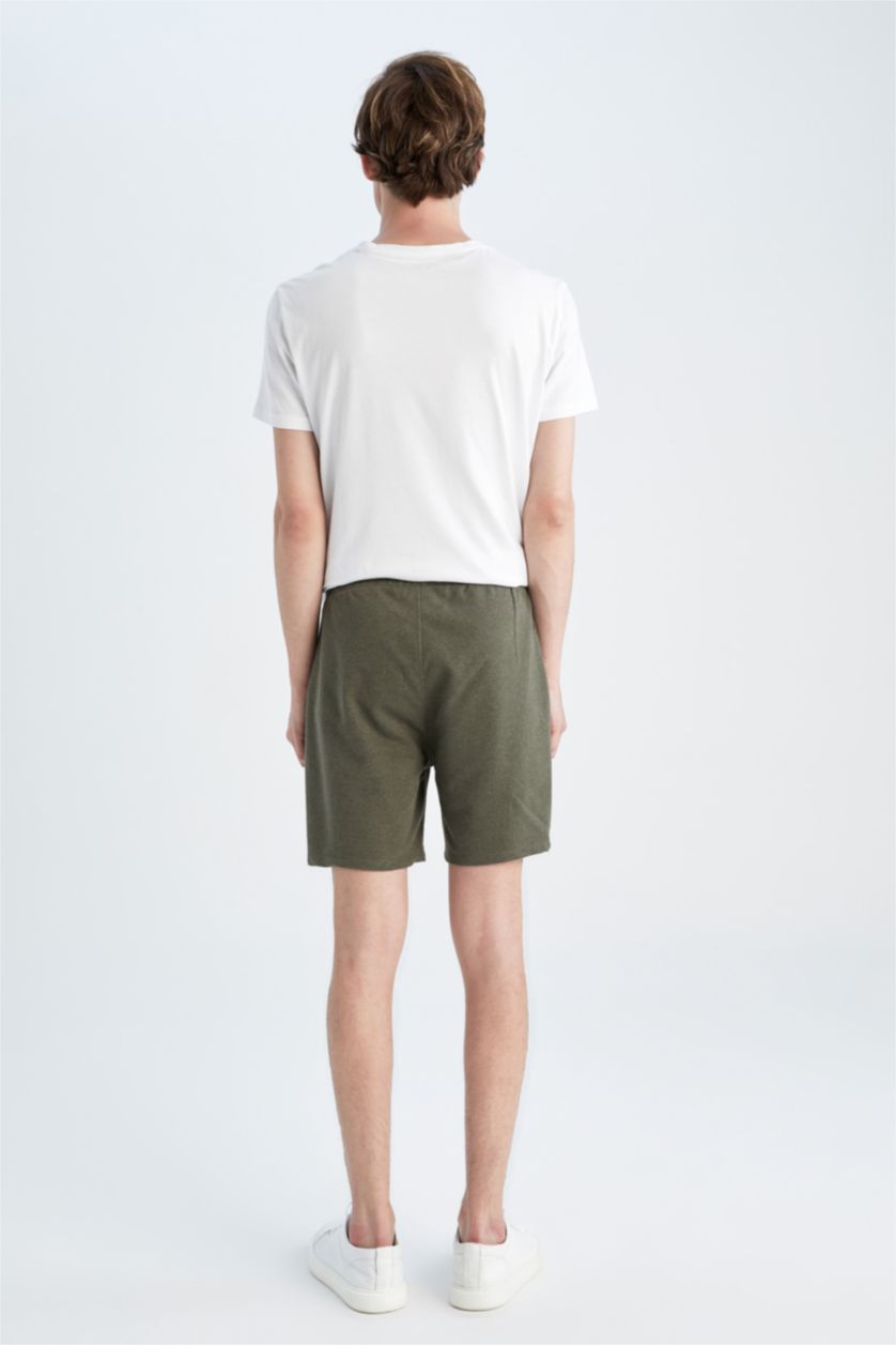 HOMME Kaki Clair Tissu Sweat Fin Short En Tricot