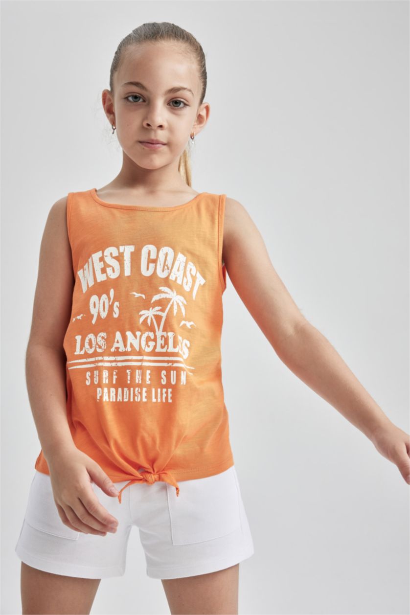 FILLES Orange Clair Débardeur Coupe Régulière