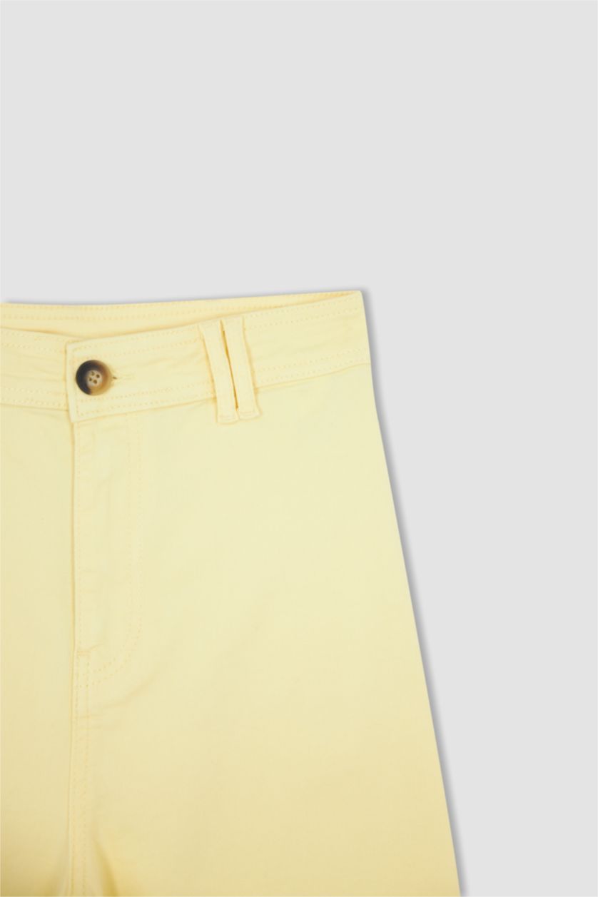 WOMAN Yellow Short Wide Leg Crop Fit Gabardine Trousers