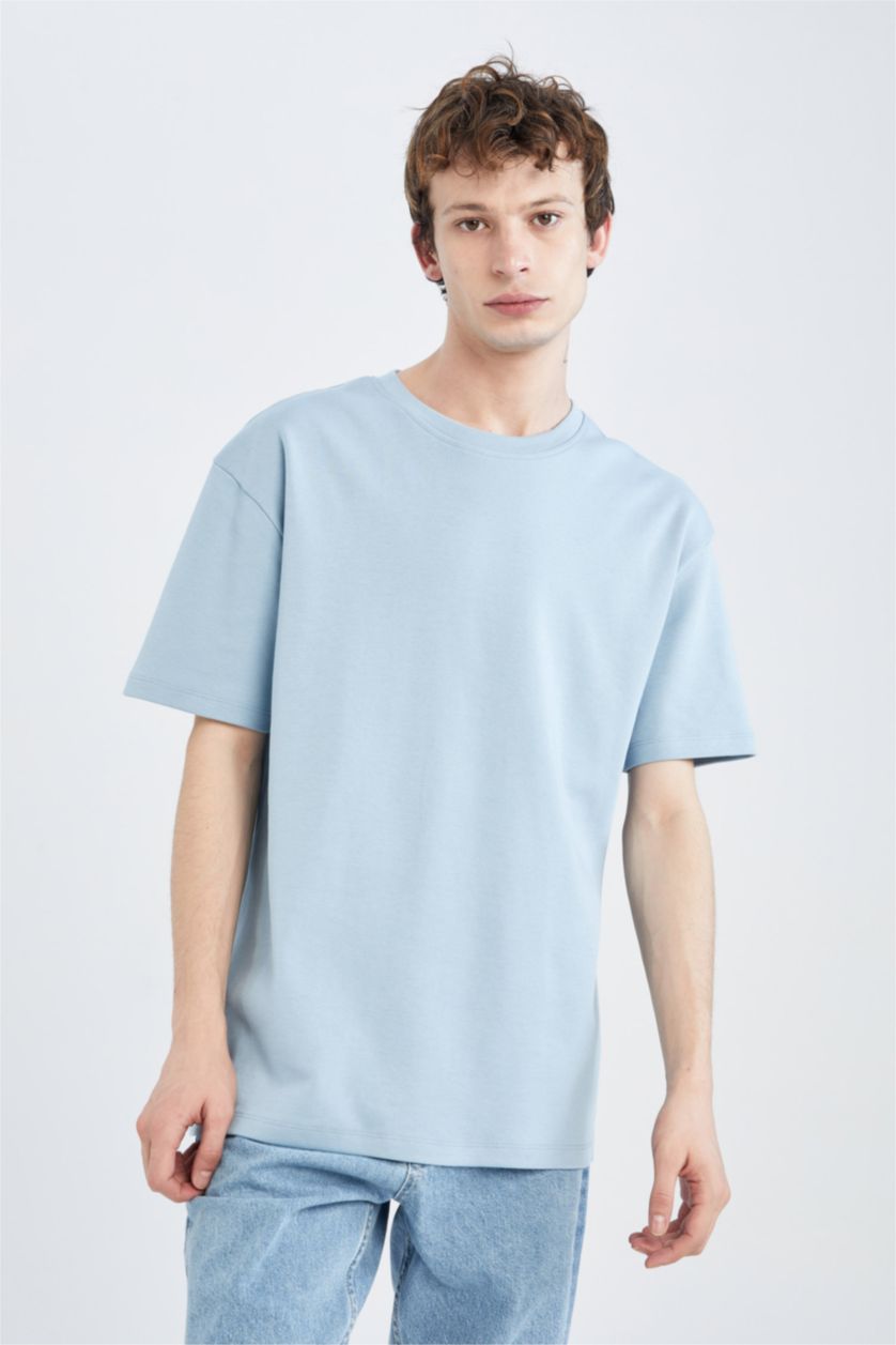HOMME Bleu T-shirt à manches courtes Coupe boxy