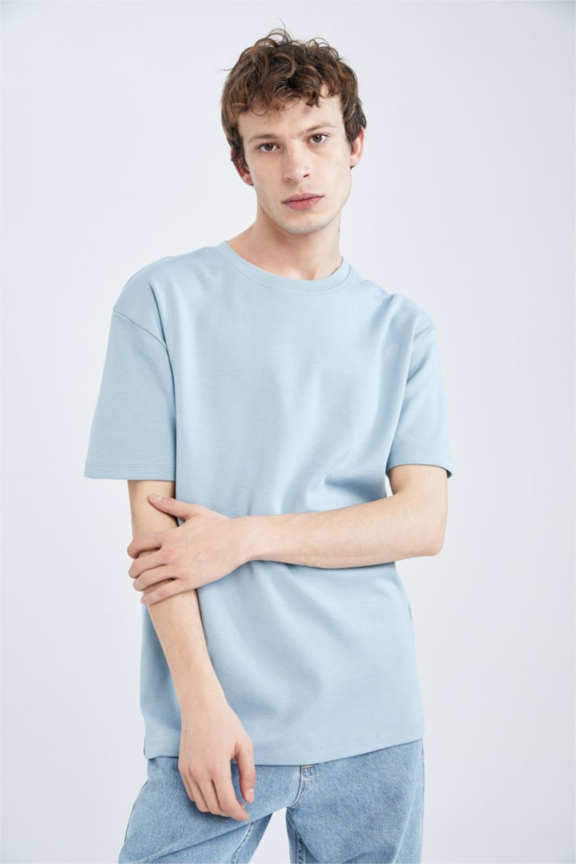 HOMME Bleu T-shirt à manches courtes Coupe boxy