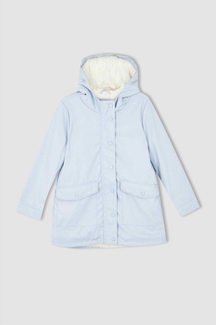 Girls & Teens Light Blue Girl Hooded Plush Raincoat