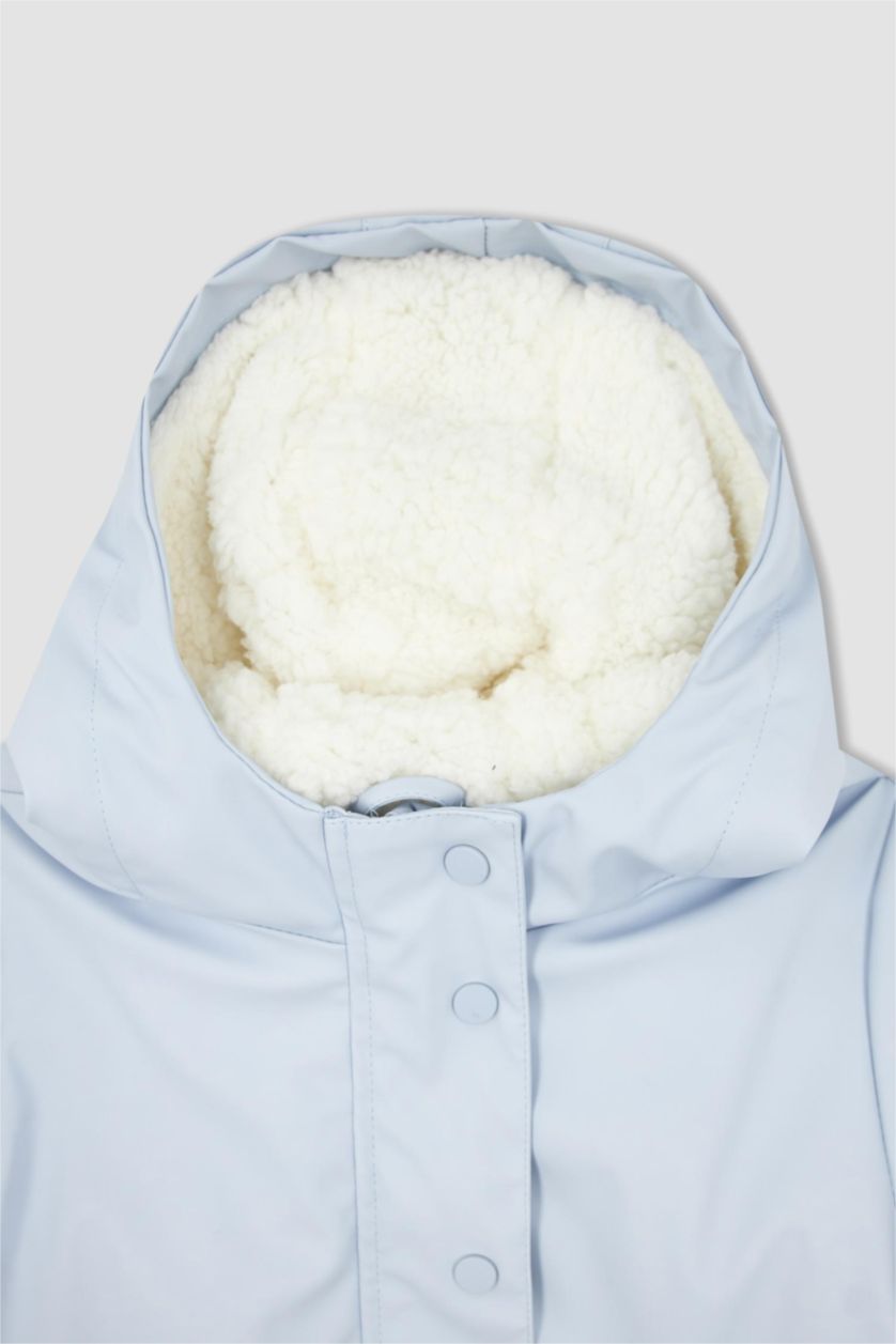 Girls & Teens Light Blue Girl Hooded Plush Raincoat