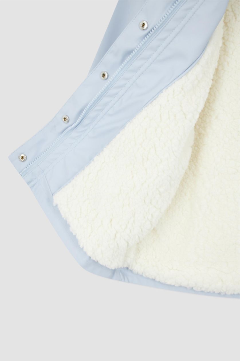 Girls & Teens Light Blue Girl Hooded Plush Raincoat