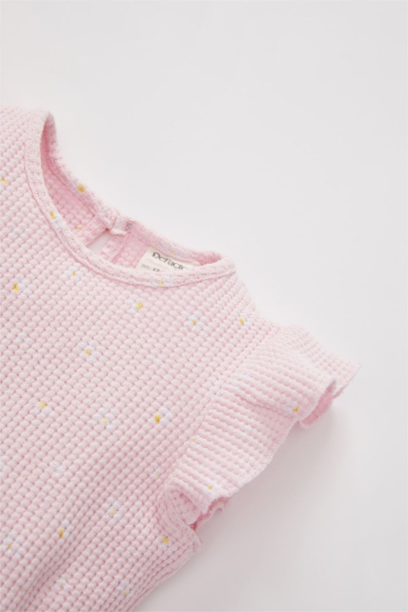 طفلة صغيرة زهري طقم بناتي بيبي شورت و تي شيرت بياقة دائرية وأكمام قصيرة