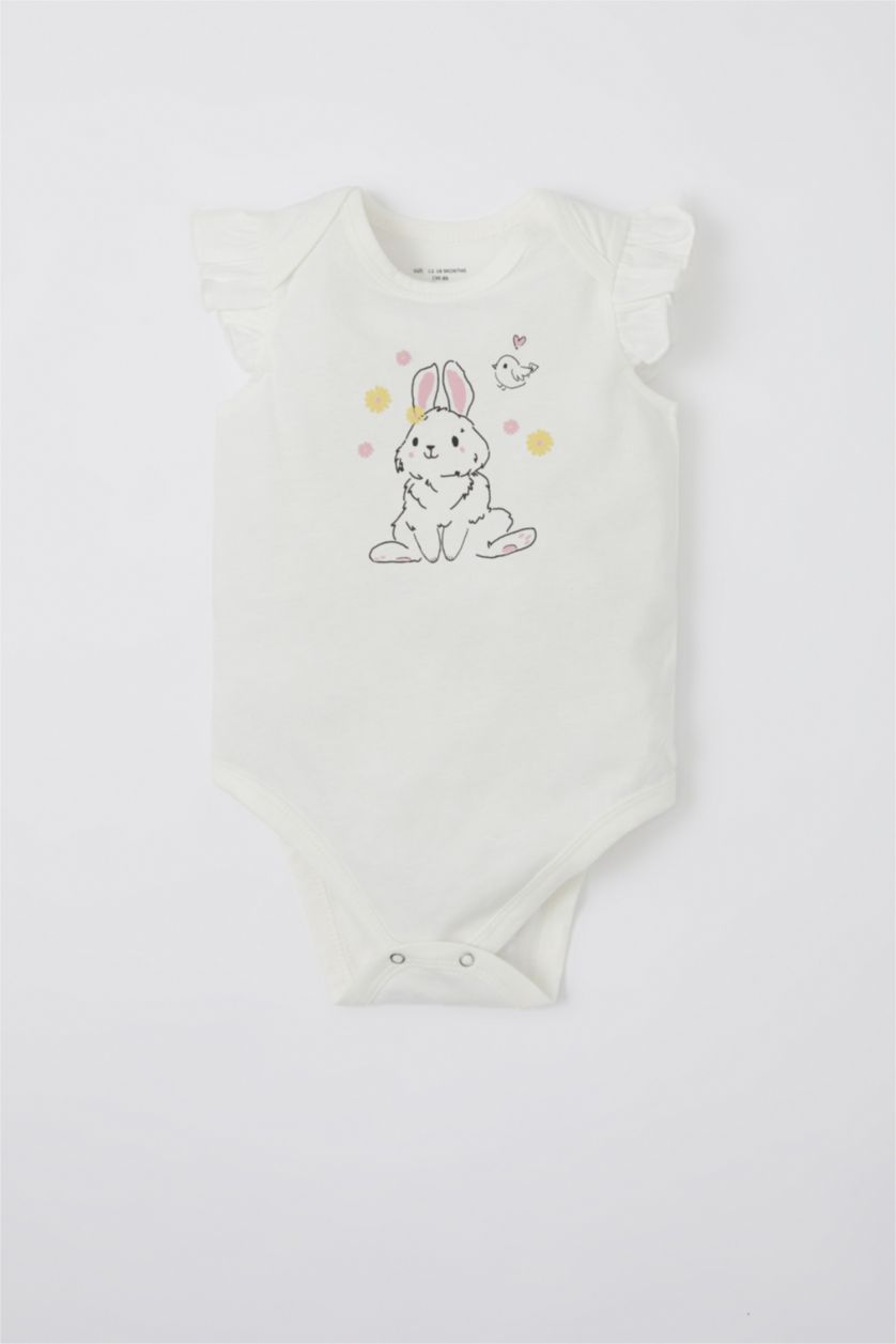 BABY GIRL Ecru Baby Girl Patterned Newborn 2 Piece Pajama Set