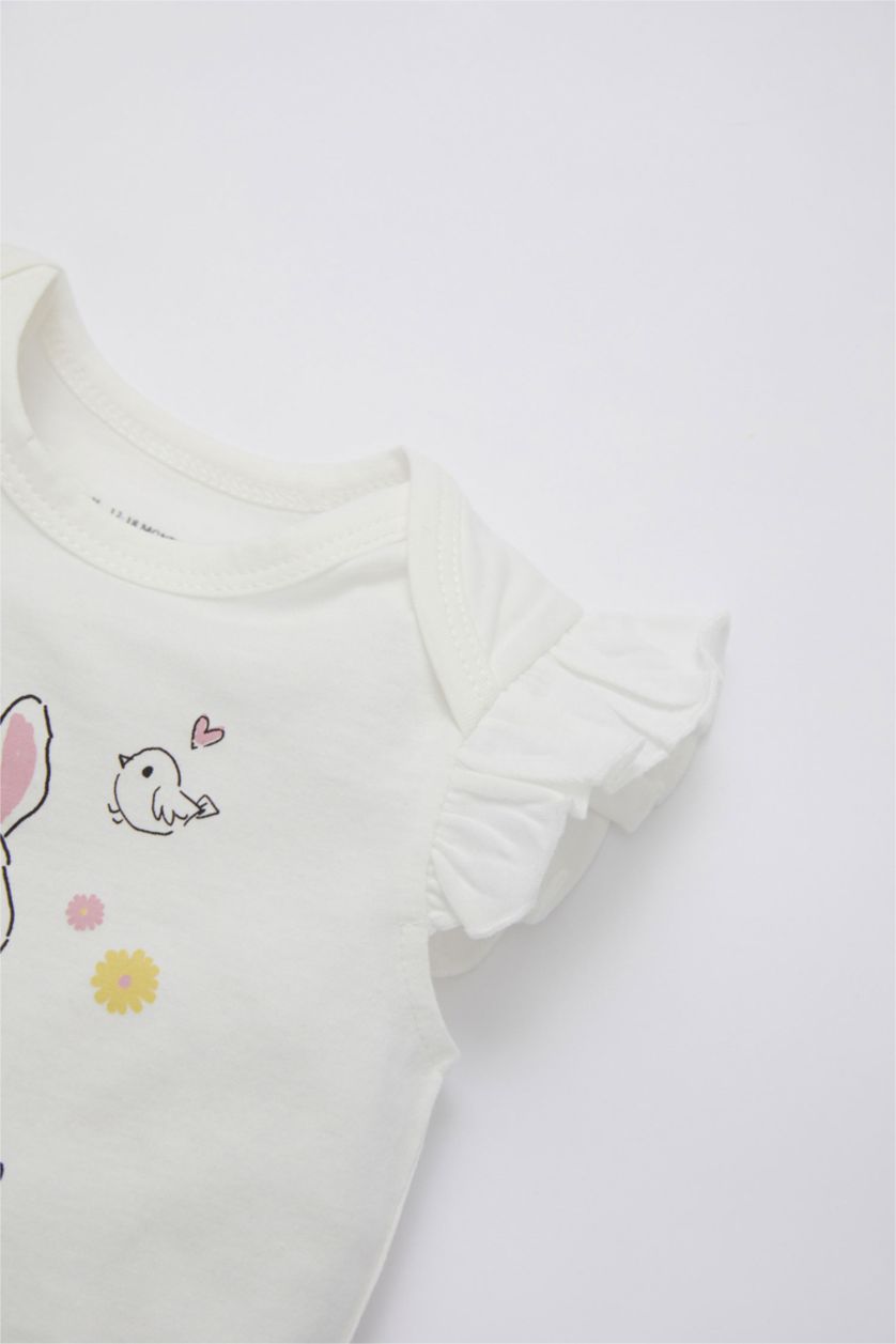 BABY GIRL Ecru Baby Girl Patterned Newborn 2 Piece Pajama Set