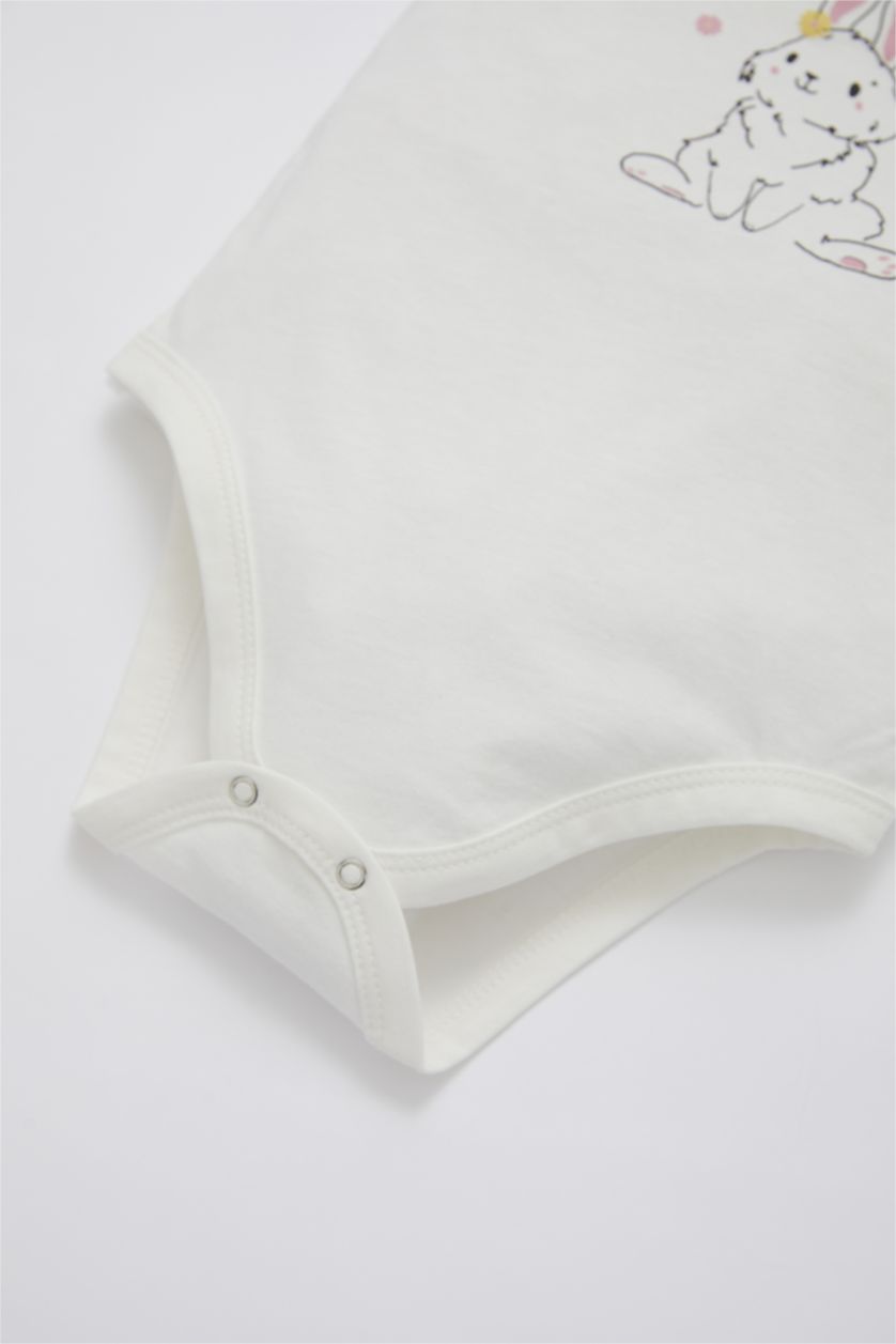 BABY GIRL Ecru Baby Girl Patterned Newborn 2 Piece Pajama Set