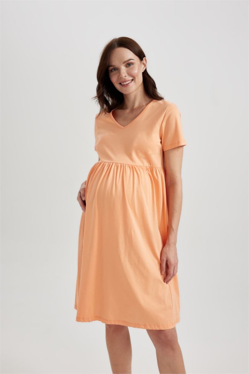 WOMAN Salmon Regular Fit Short Maternity Dress