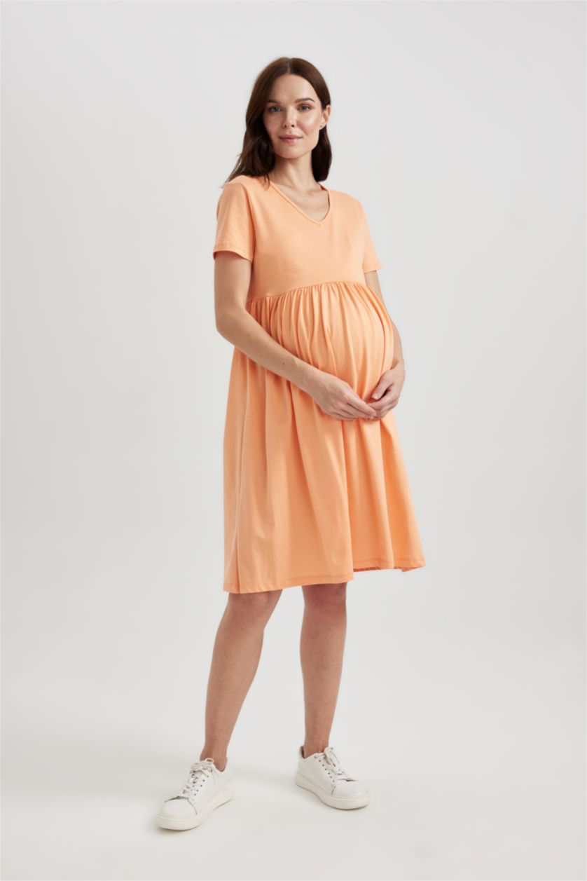 WOMAN Salmon Regular Fit Short Maternity Dress