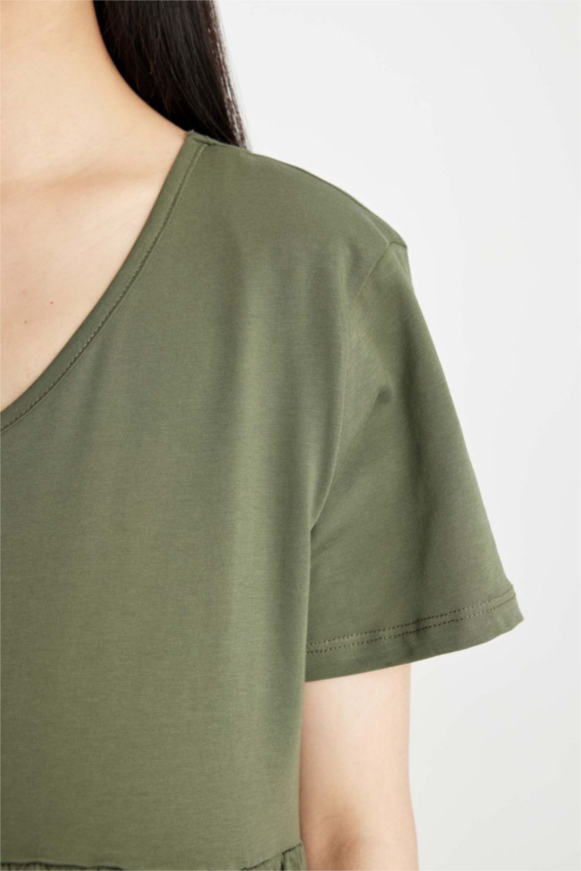 FEMME Kaki Robe de Maternité courte à coupe régulière