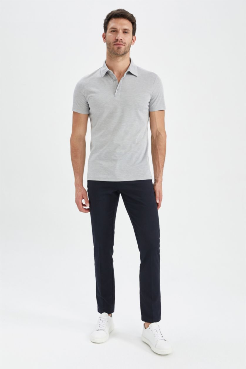 رجال رمادي Slim Fit Short Sleeve Polo T-Shirt