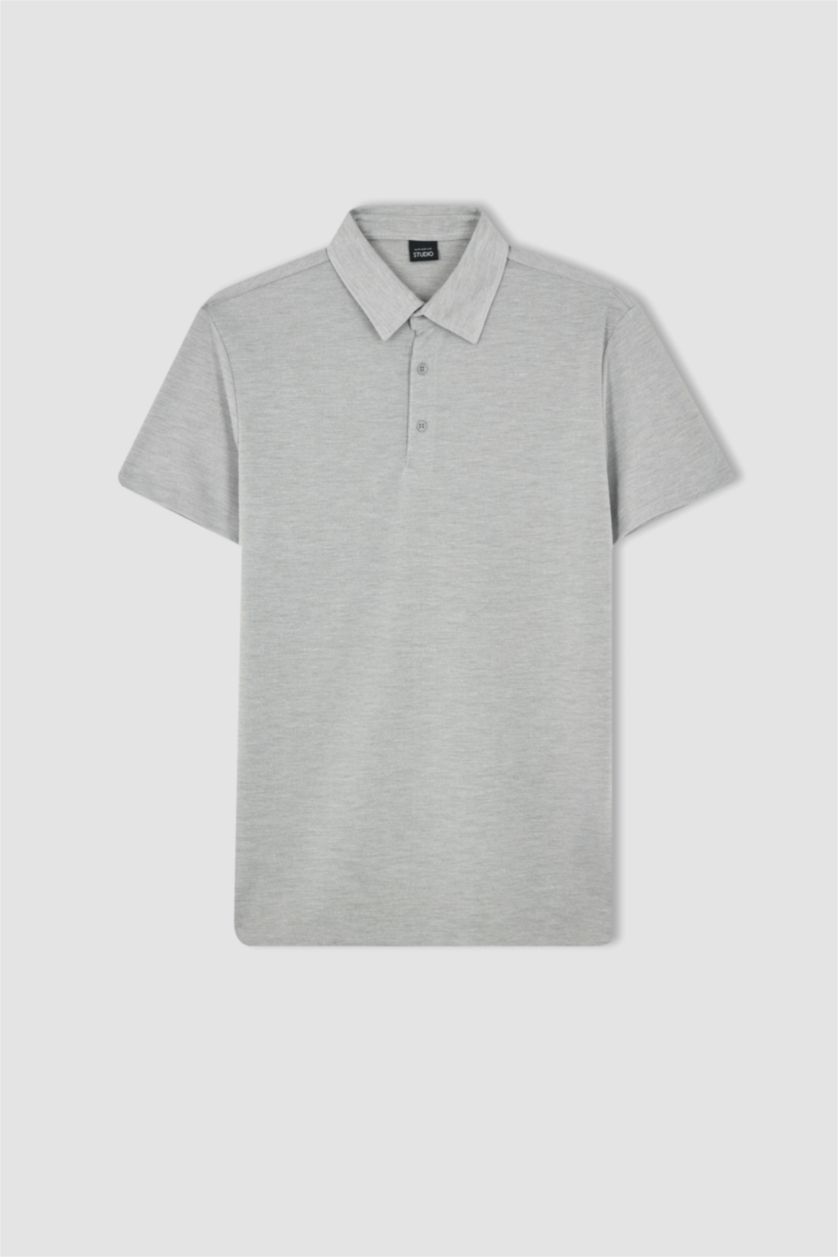 رجال رمادي Slim Fit Short Sleeve Polo T-Shirt