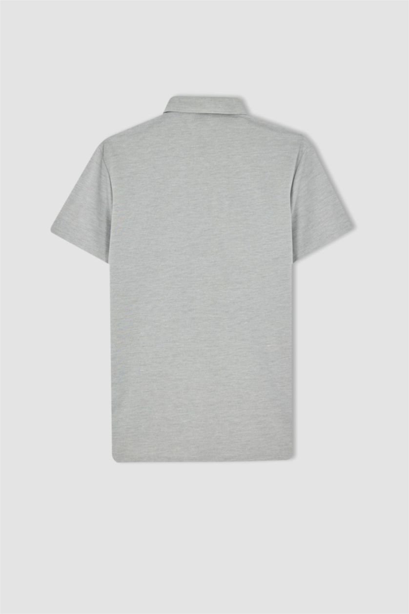 رجال رمادي Slim Fit Short Sleeve Polo T-Shirt