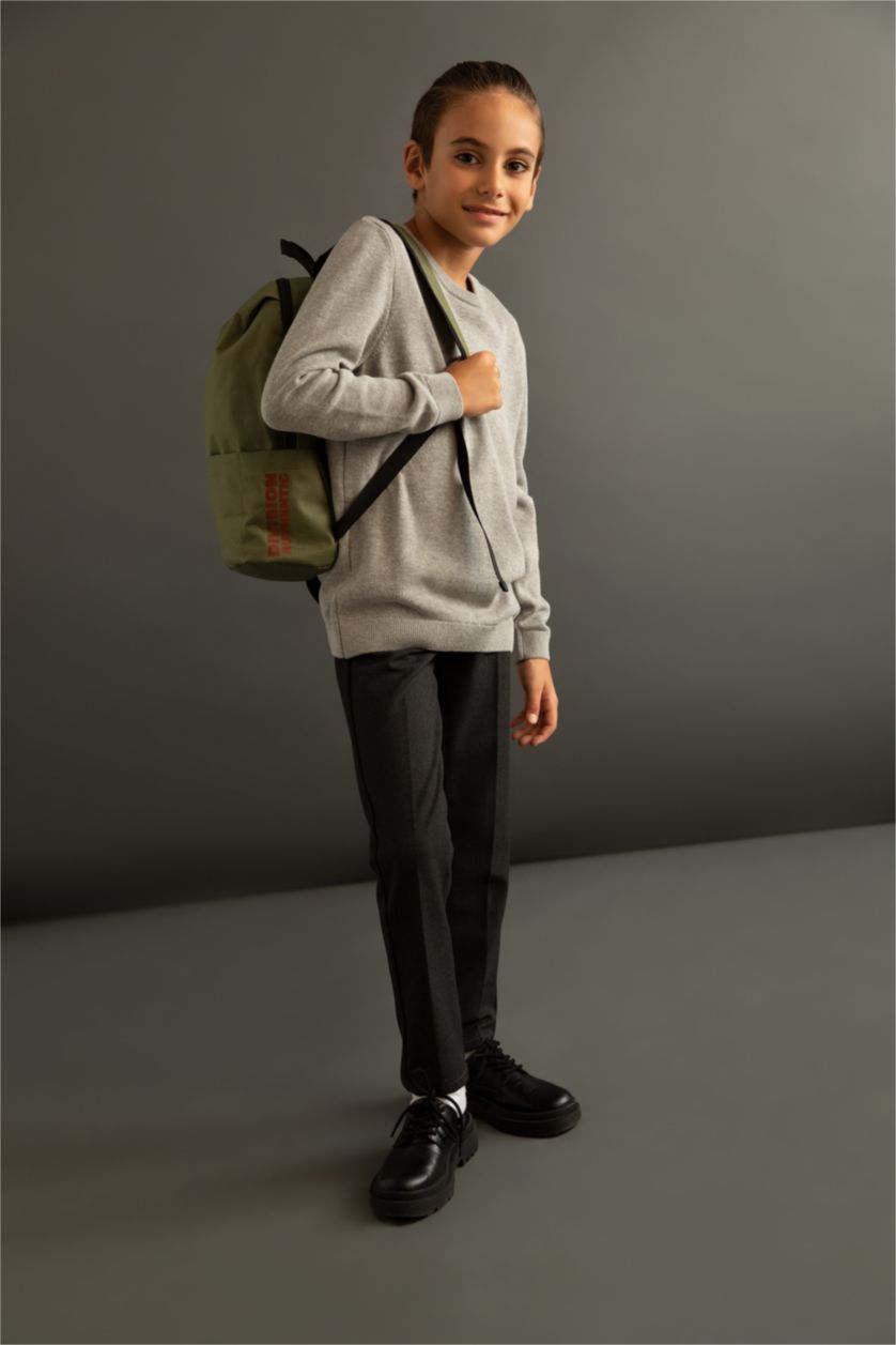 Мальчики и подростки Серый меланж Свитер приталенного кроя из хлопка для мальчиков, Школьная коллекция