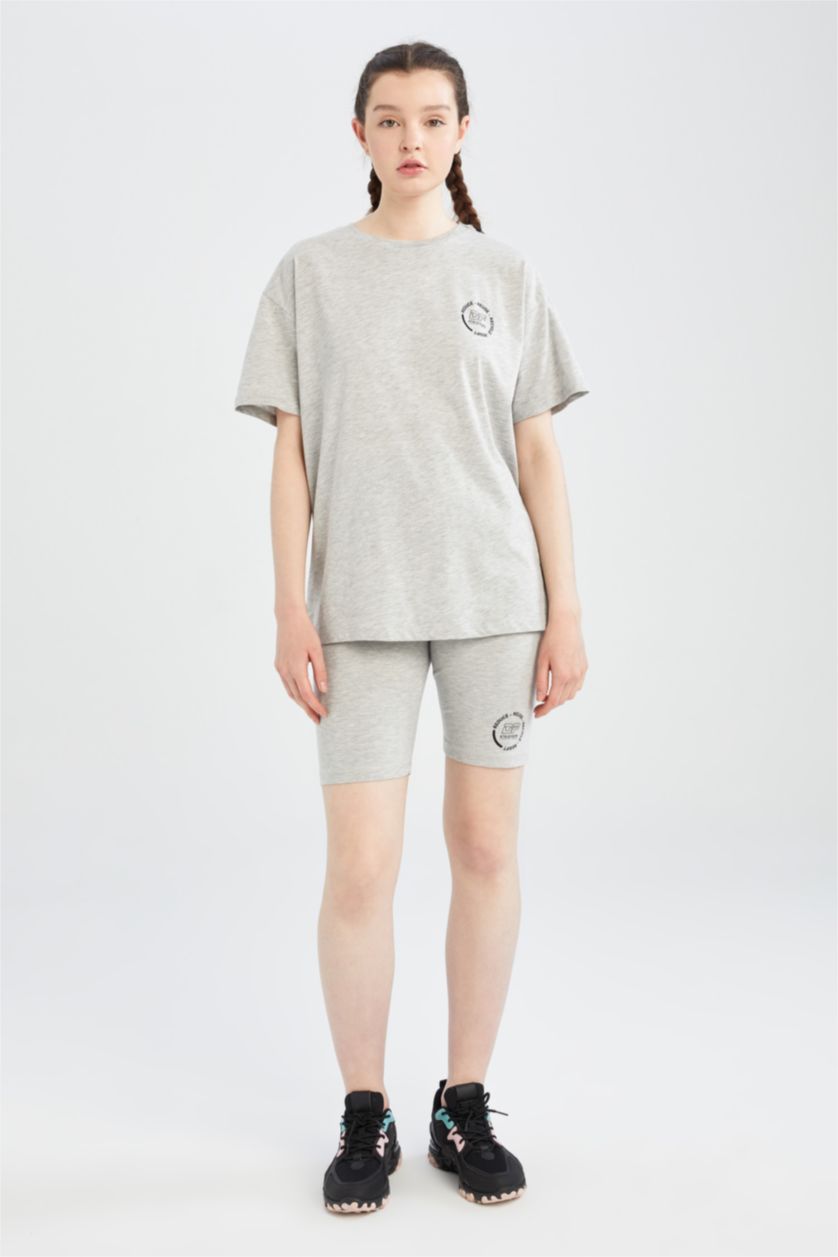 FEMME Gris Clair Legging de motard à imprimé durable et coupe extra slim de DeFacto Fit