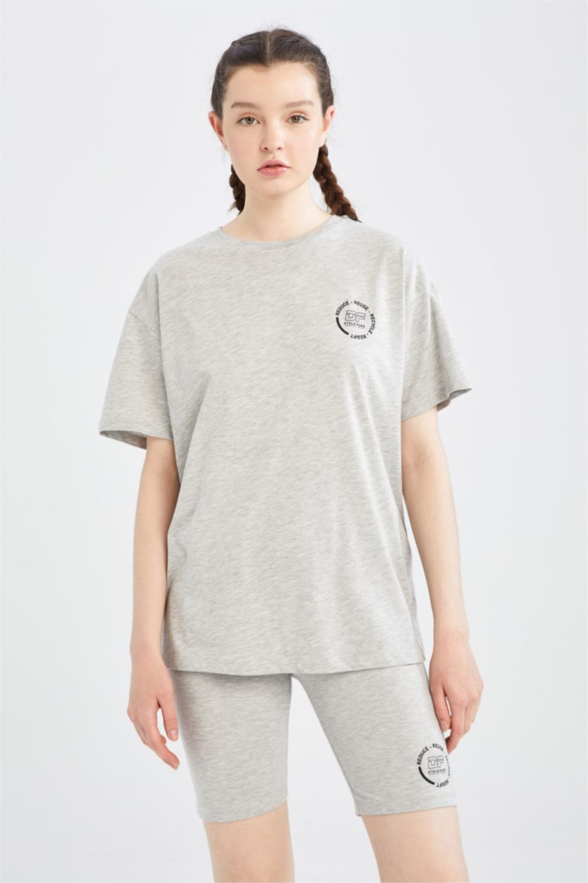 FEMME Gris Clair Legging de motard à imprimé durable et coupe extra slim de DeFacto Fit