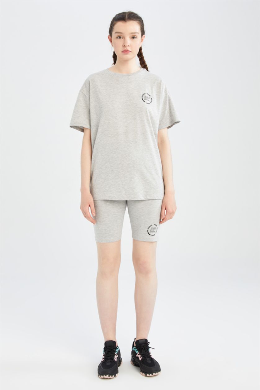 FEMME Gris Clair Legging de motard à imprimé durable et coupe extra slim de DeFacto Fit