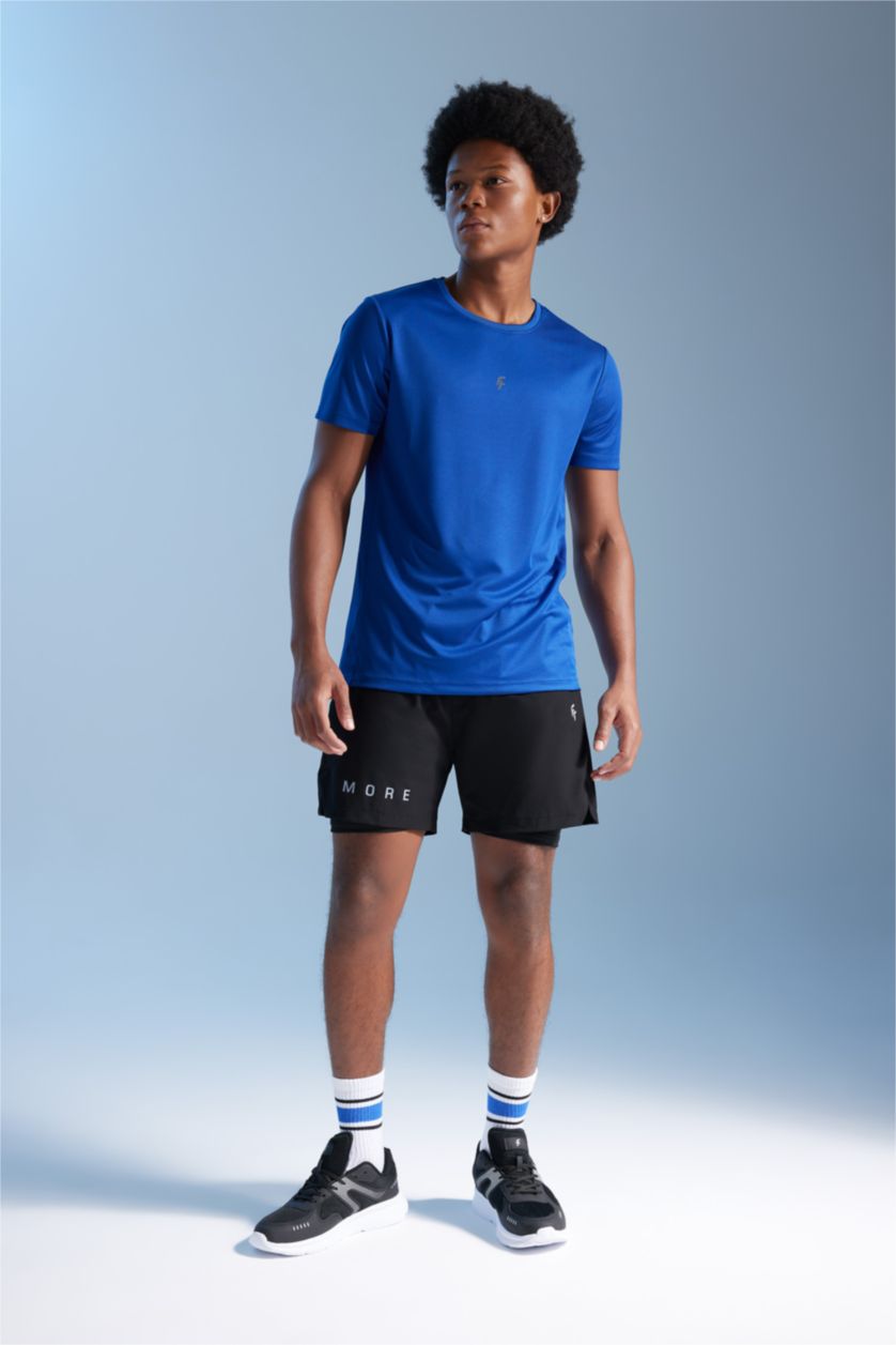 Man Sax DeFactoFit Slim Fit Crew Neck Printed Sports T-Shirt