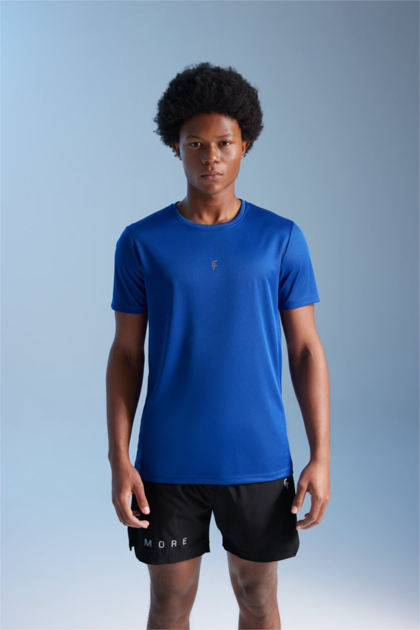 Man Sax DeFactoFit Slim Fit Crew Neck Printed Sports T-Shirt