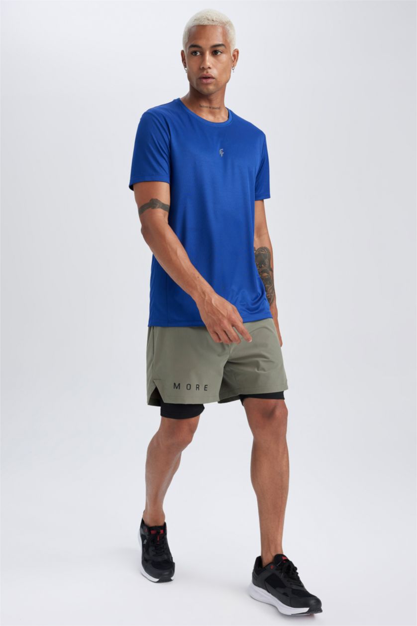 Man Sax DeFactoFit Slim Fit Crew Neck Printed Sports T-Shirt