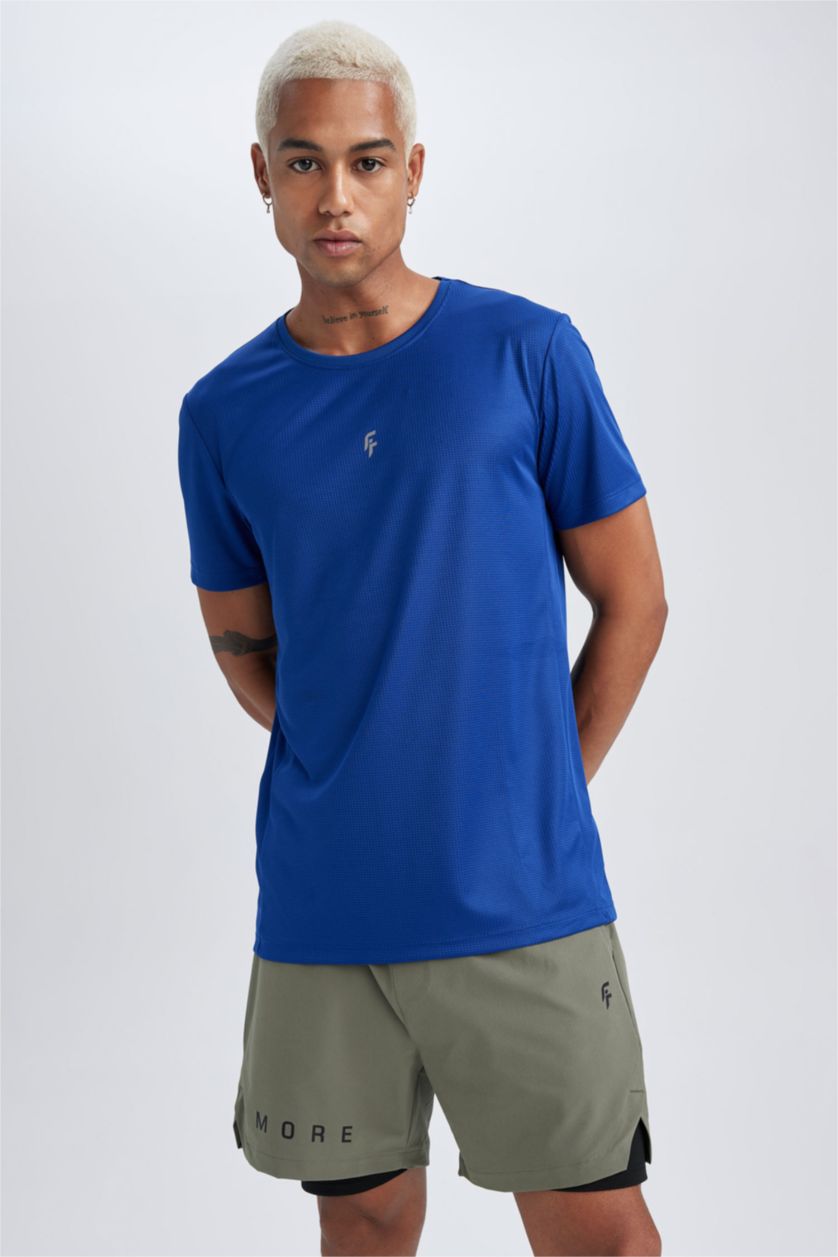 Man Sax DeFactoFit Slim Fit Crew Neck Printed Sports T-Shirt