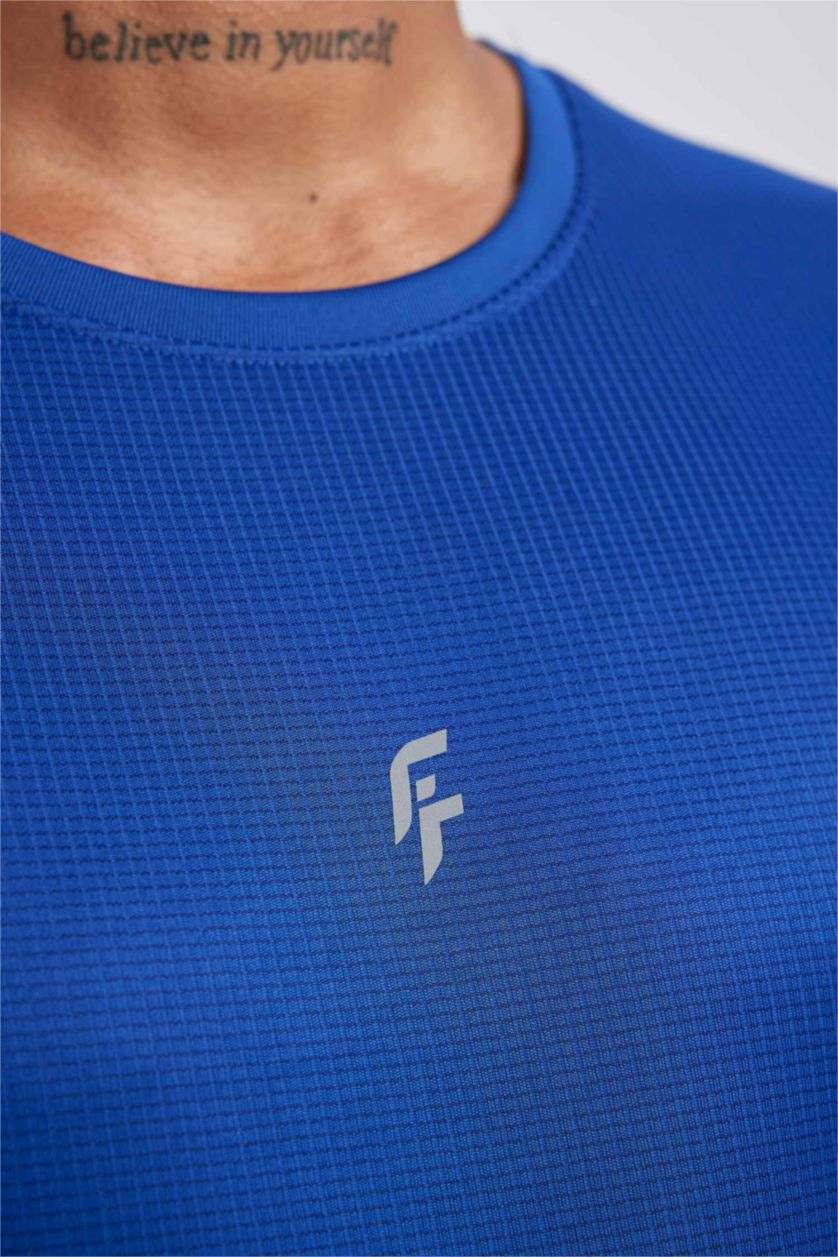 Man Sax DeFactoFit Slim Fit Crew Neck Printed Sports T-Shirt