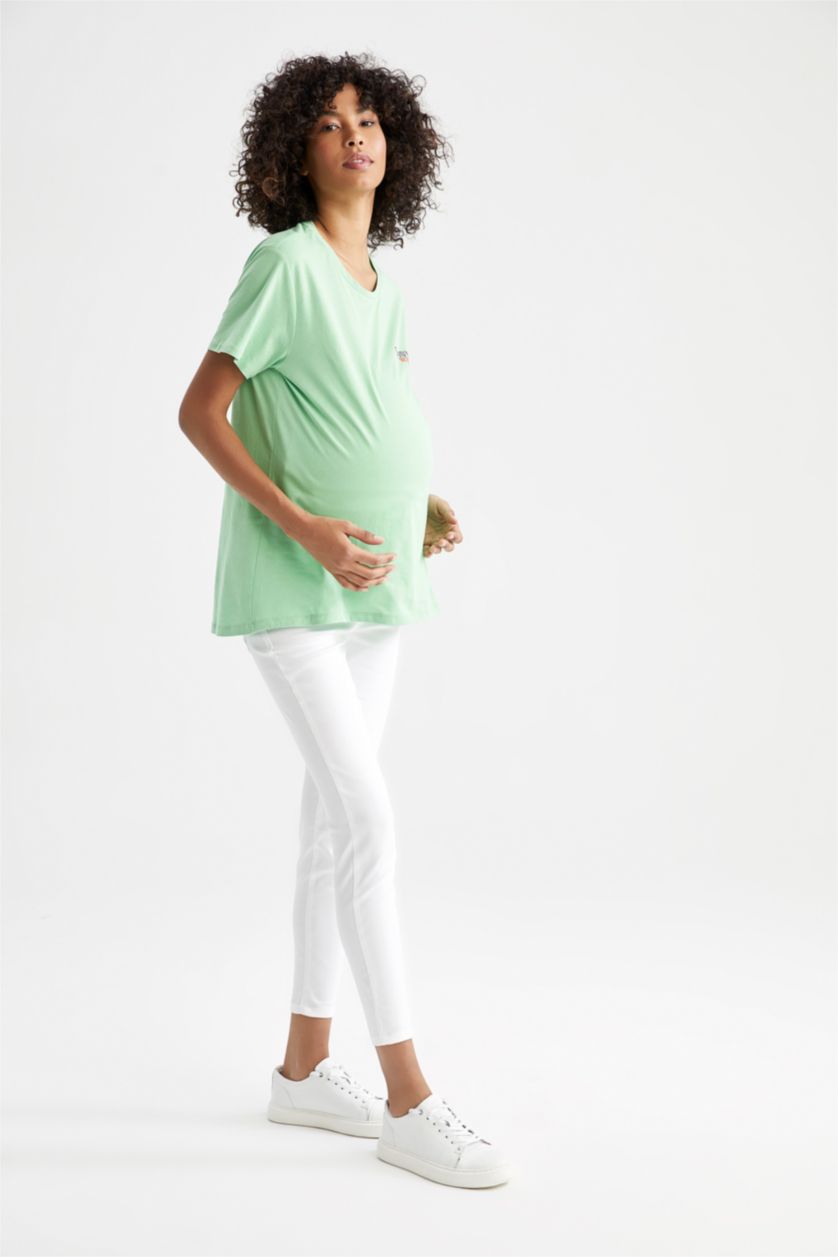 Женщины Белый Брюки скинни фит для беременных