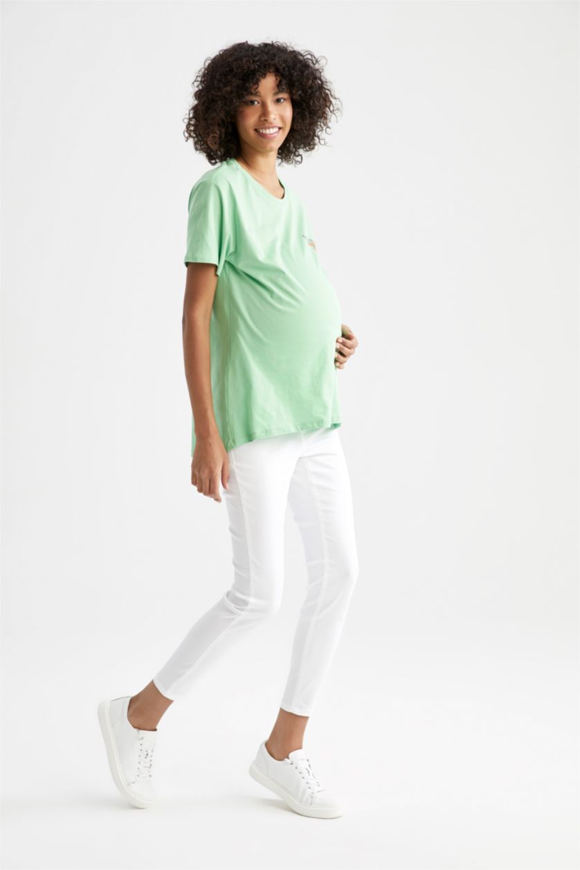 Женщины Белый Брюки скинни фит для беременных