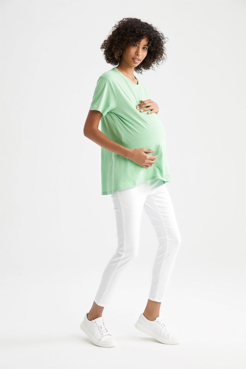 Женщины Белый Брюки скинни фит для беременных