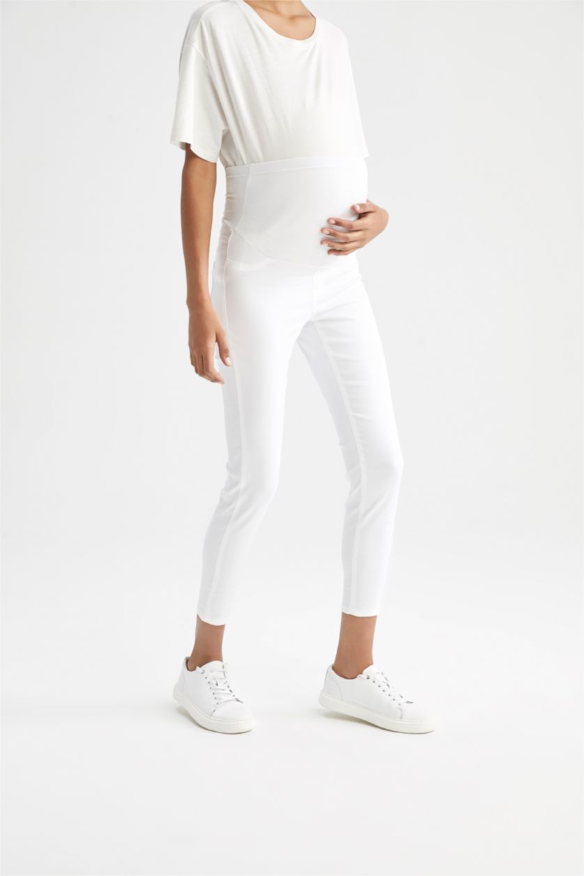 Женщины Белый Брюки скинни фит для беременных