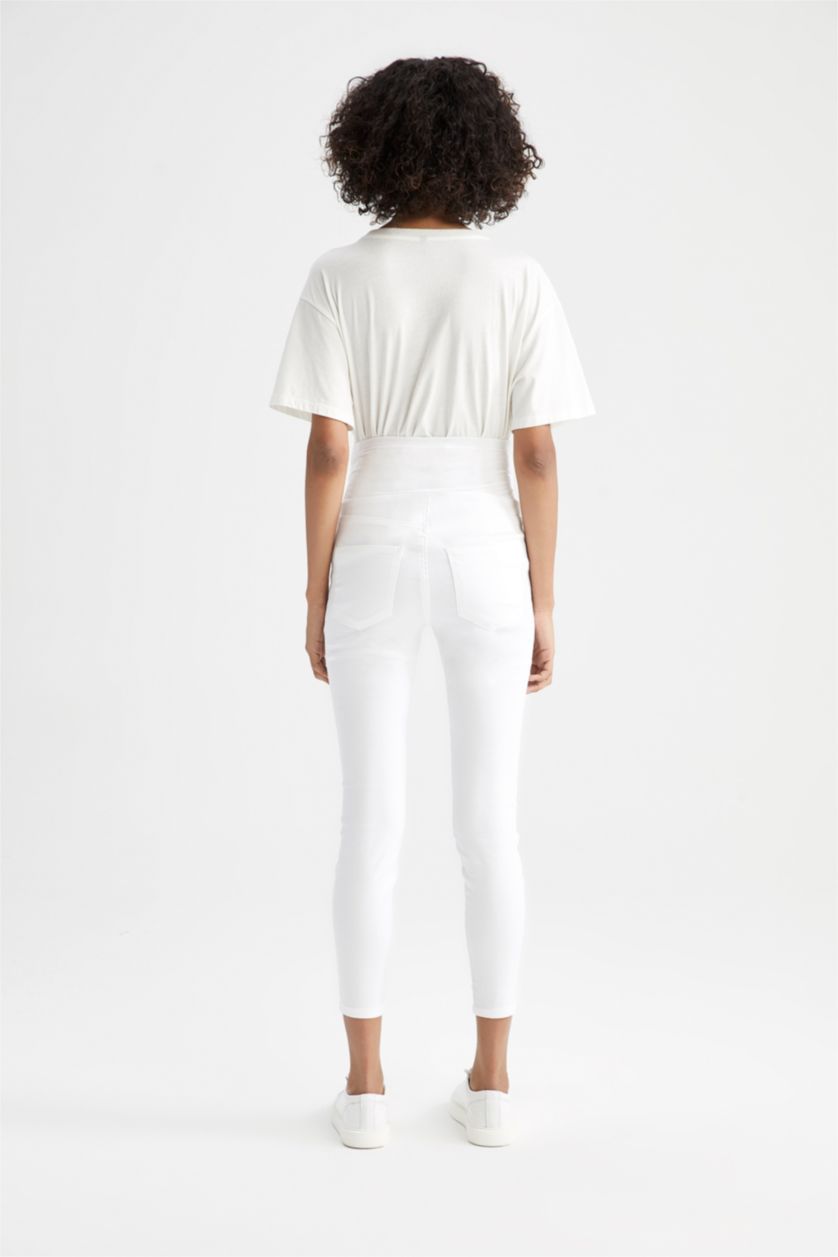 Женщины Белый Брюки скинни фит для беременных