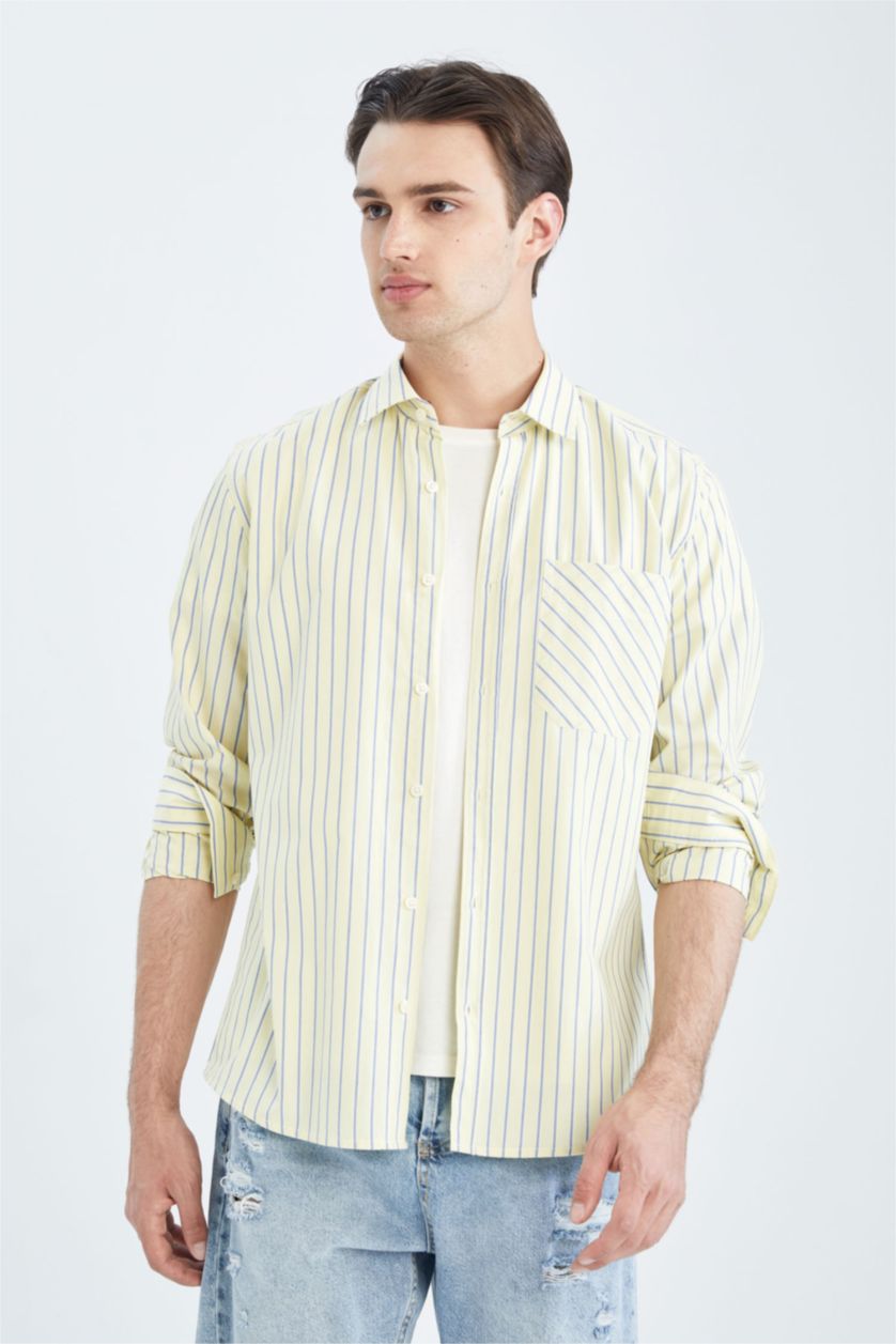 MAN Light Green Regular Fit Poplin Long Sleeve Shirt