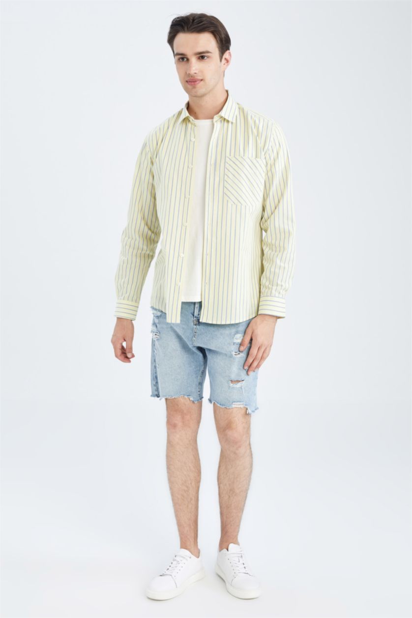 MAN Light Green Regular Fit Poplin Long Sleeve Shirt