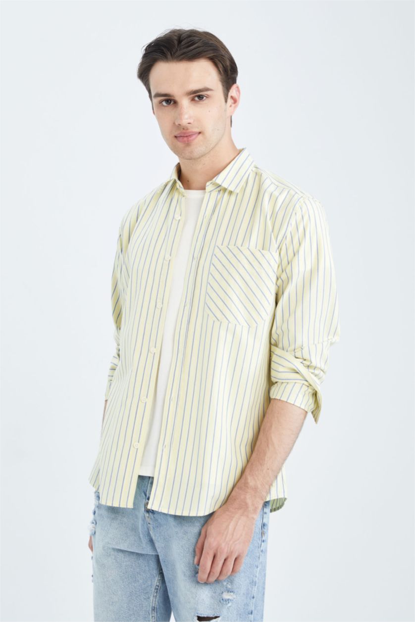 MAN Light Green Regular Fit Poplin Long Sleeve Shirt