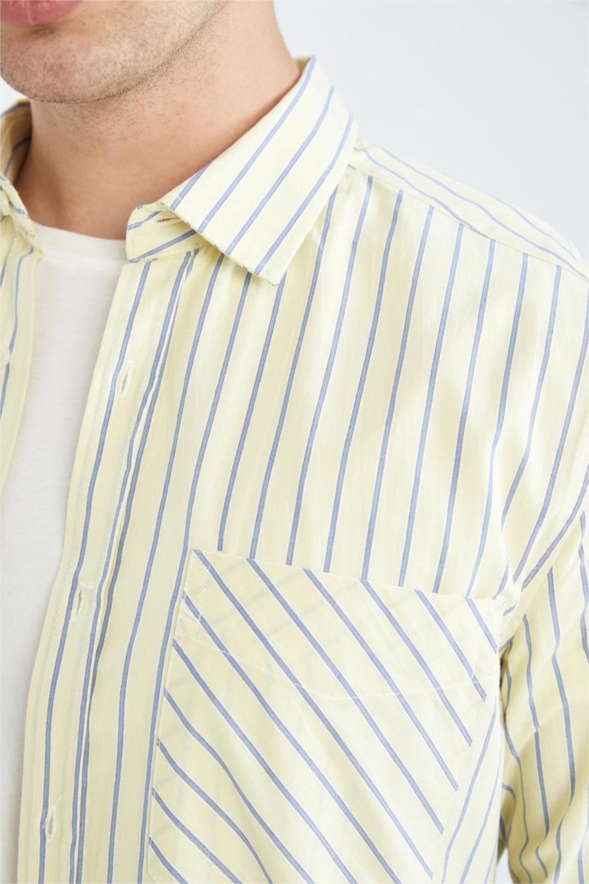 MAN Light Green Regular Fit Poplin Long Sleeve Shirt
