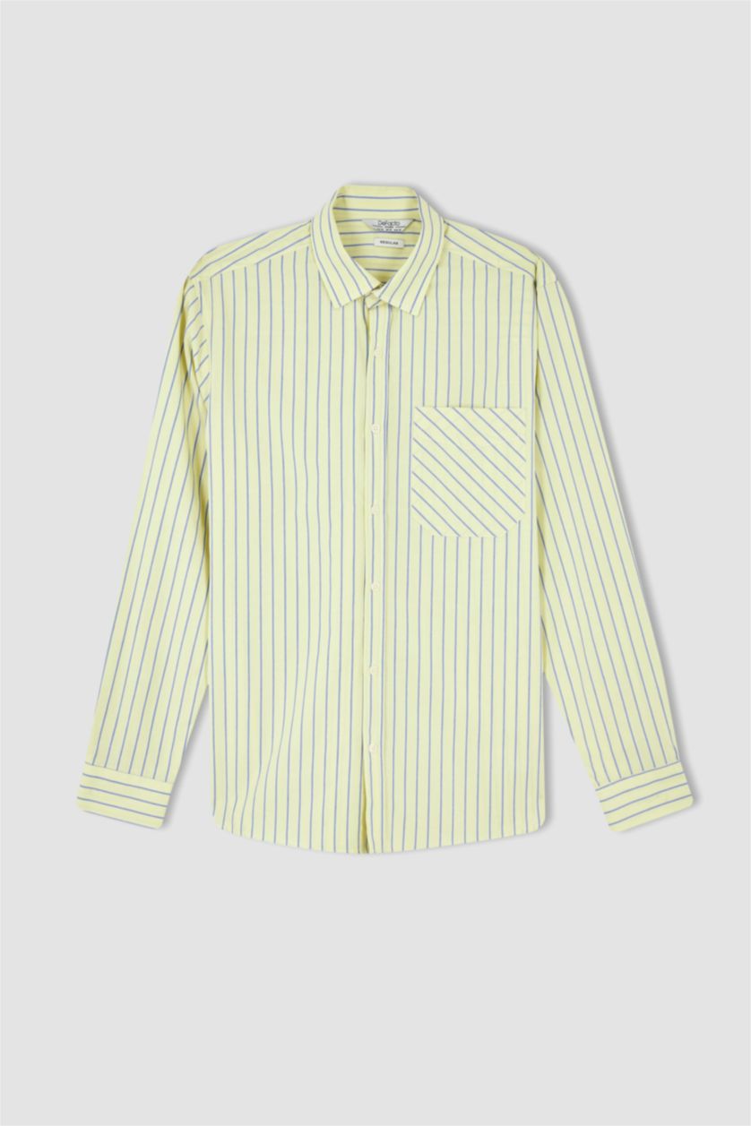 MAN Light Green Regular Fit Poplin Long Sleeve Shirt