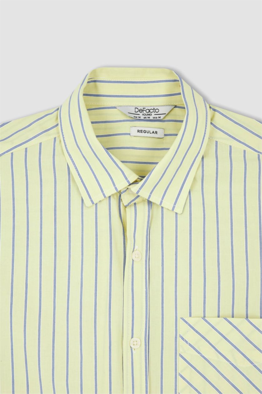 MAN Light Green Regular Fit Poplin Long Sleeve Shirt