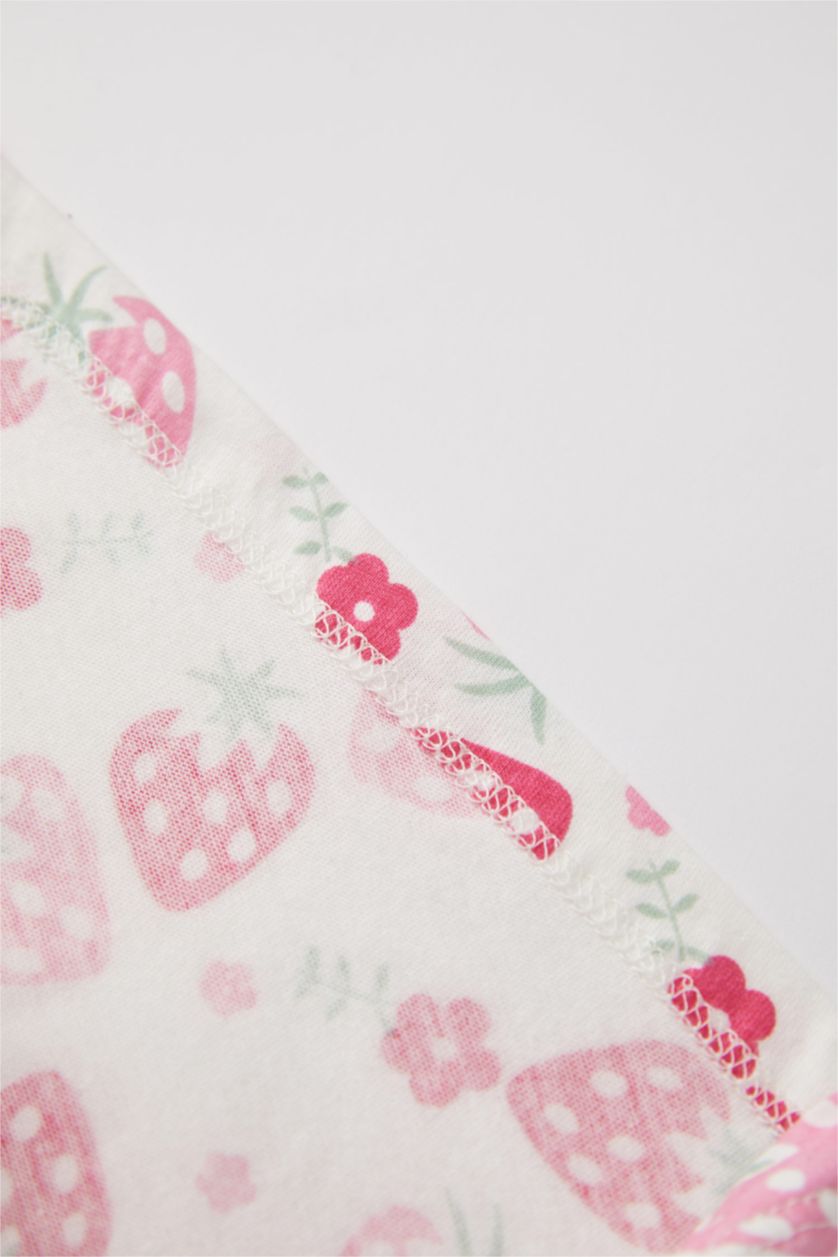 BABY GIRL Light Pink Baby Girl Patterned Short Sleeve T-Shirt Shorts Set