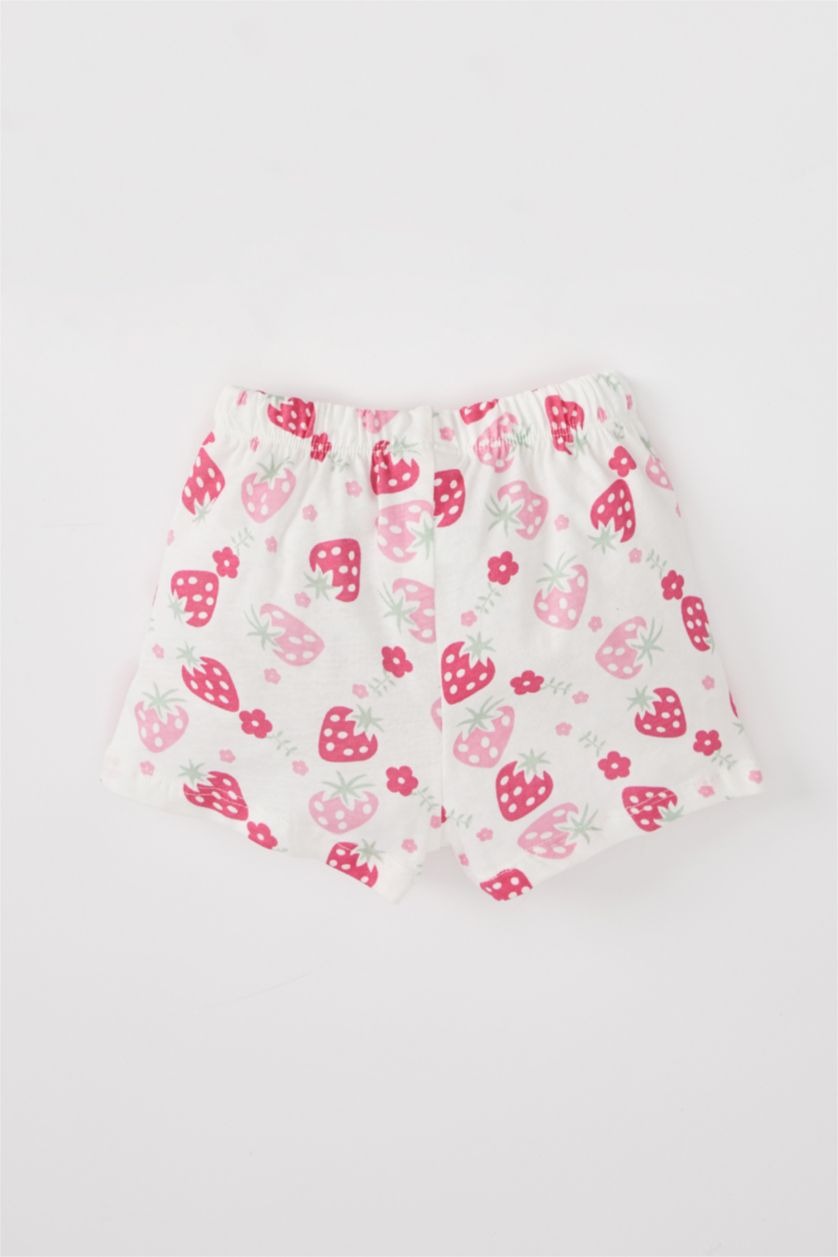 BABY GIRL Light Pink Baby Girl Patterned Short Sleeve T-Shirt Shorts Set