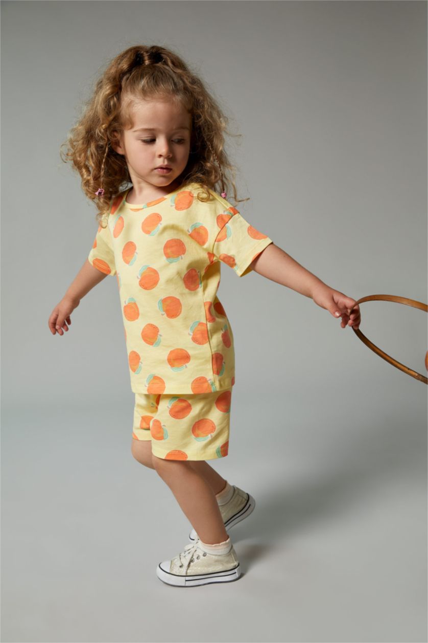 BÉBÉ FILLE Jaune Clair Bébé Fille Col Ras Du Cou Manche Courte 2S Ensemble En Tricot