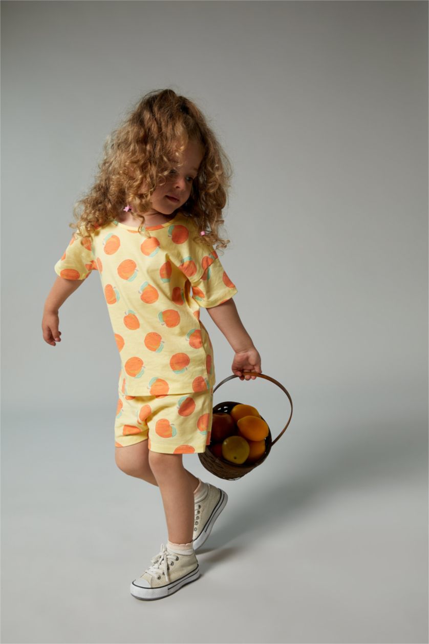 BÉBÉ FILLE Jaune Clair Bébé Fille Col Ras Du Cou Manche Courte 2S Ensemble En Tricot