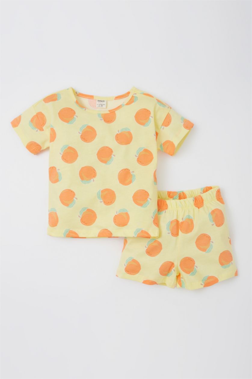 BÉBÉ FILLE Jaune Clair Bébé Fille Col Ras Du Cou Manche Courte 2S Ensemble En Tricot