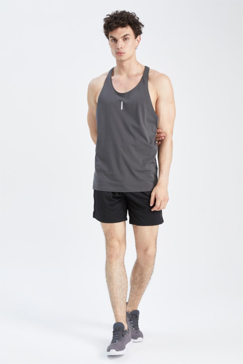 Erkek Siyah Slım Fıt Şort